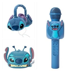 3pc. Stitch Karaoke Microphone/AirPods AirPods Pro Case/ Plush Wired Headphones
